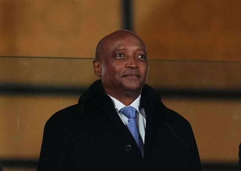 Patrice Motsepe looks on during the AFCON Group C match between Tunisia and Nigeria at Fes stadium, Fes, Morocco on December 27, 2025.