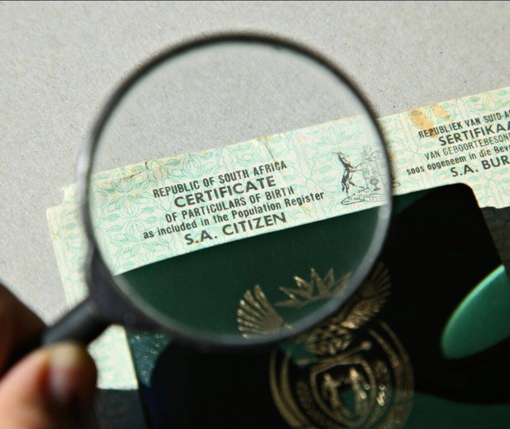 Department of Home Affairs and birth registration in South Africa.