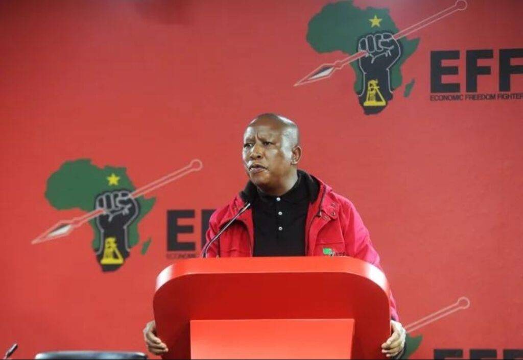 EFF leader Julius Malema addresses a media briefing ahead of the 2026 Local Government Elections.