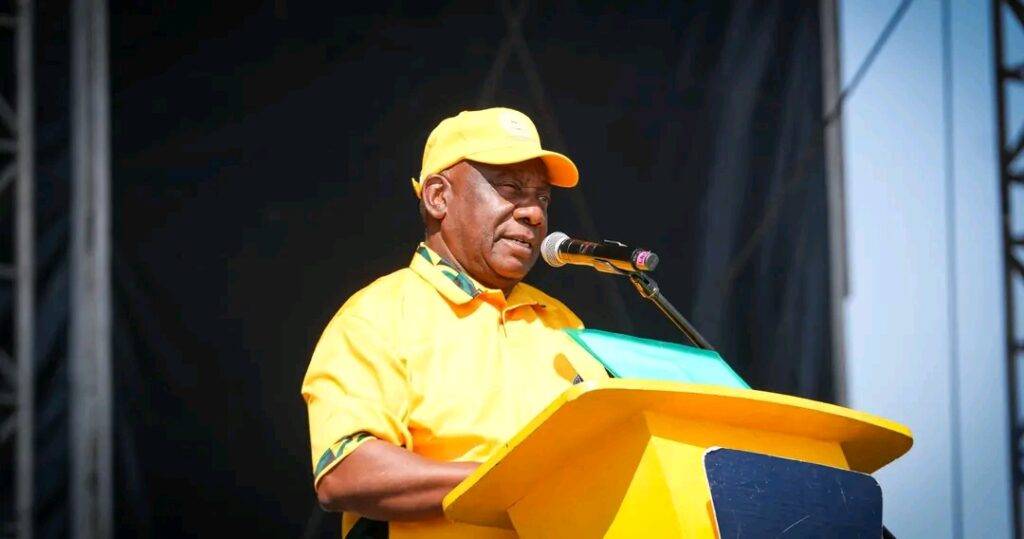 ANC President Cyril Ramaphosa addresses supporters at the ANC 2026 Local Government Elections Manifesto launch in Diepsloot.
