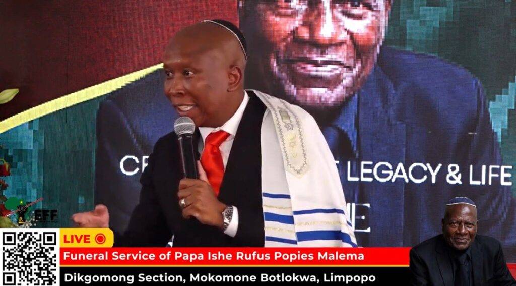 Julius Malema attends the funeral service of his grandfather, Papa Ishe Rufus “Popies” Malema, in Botlokwa, Limpopo.
