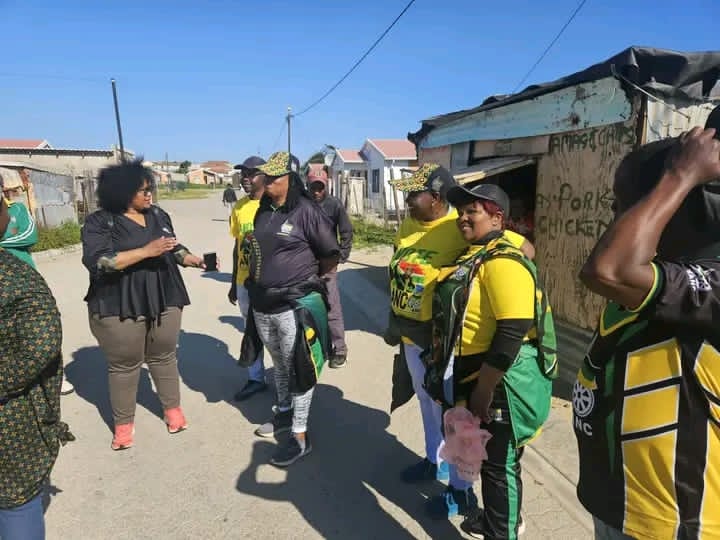 ANC Regional Chairperson Babalwa Lobishe and ANC Youth League leaders engage residents during a door-to-door voter registration campaign in Ward 16, New Brighton.