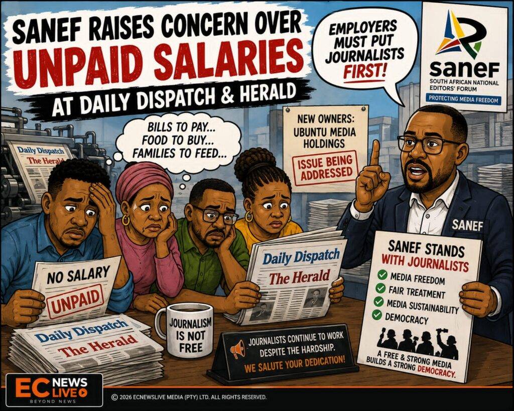SANEF raises concerns over unpaid July salaries at Daily Dispatch and The Herald newspapers in the Eastern Cape.
