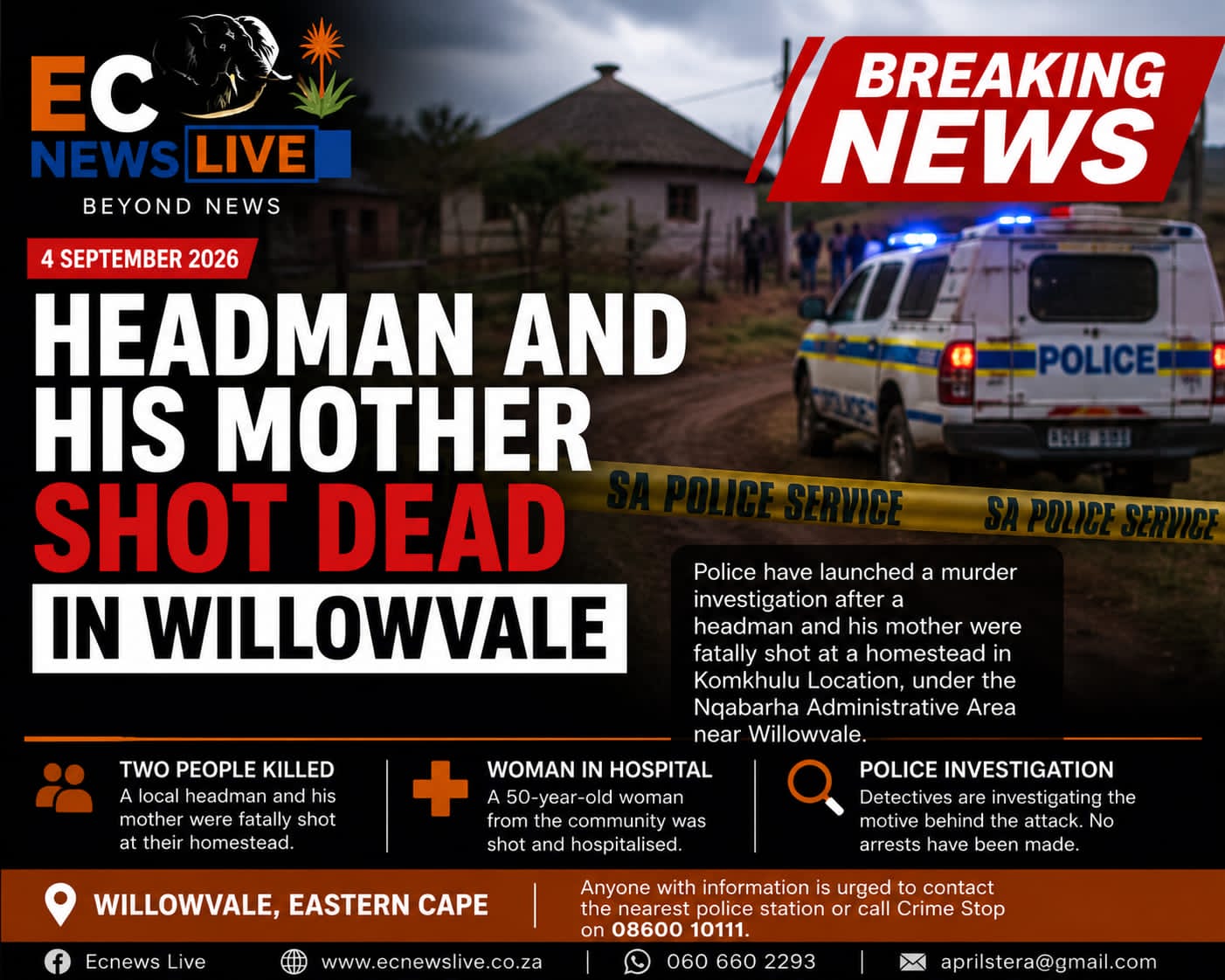 Headman and Mother Killed in Willowvale Shooting