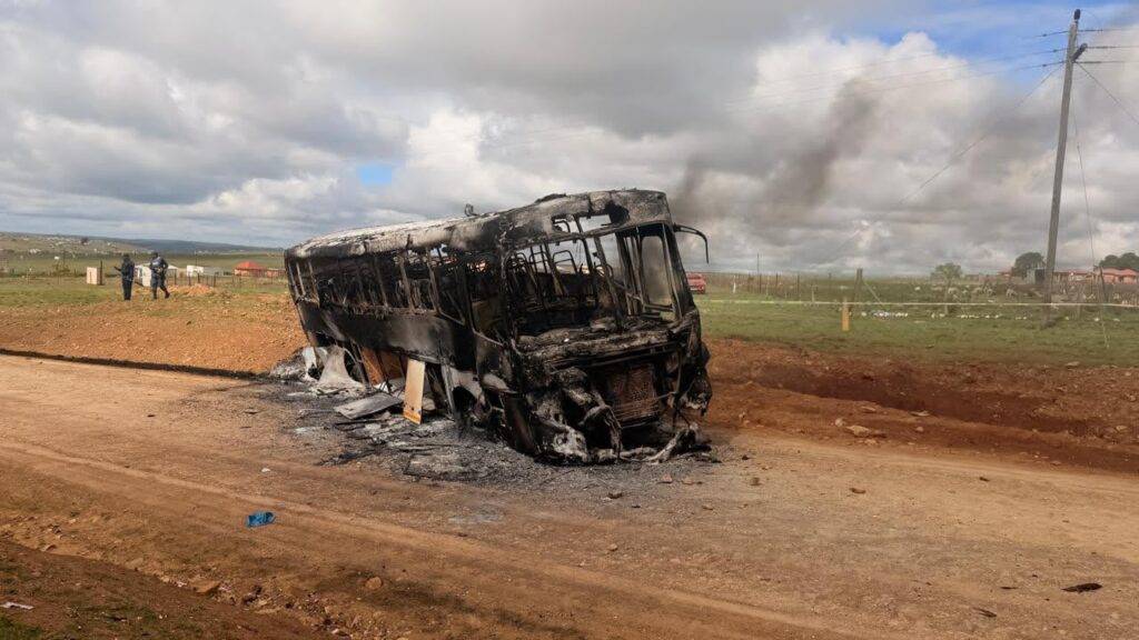 AB350 bus allegedly torched during an attack in Dutywa
