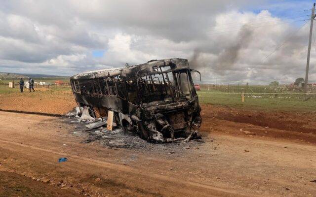 AB350 bus allegedly torched during an attack in Dutywa